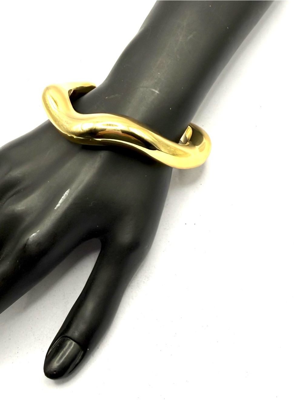 Gold Organic Wave-Style Women's Bangle Bracelet